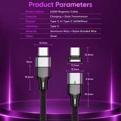 MagLink PD 240W Fast Charging USB-C Magnetic Cable