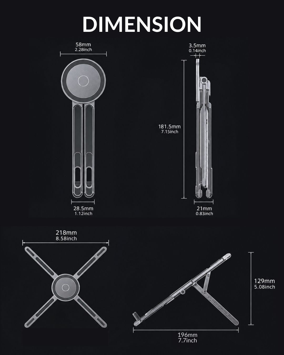 Magnetic Phone Stand 4-in-1 | Foldable Tripod, Selfie Stick & Device Holder