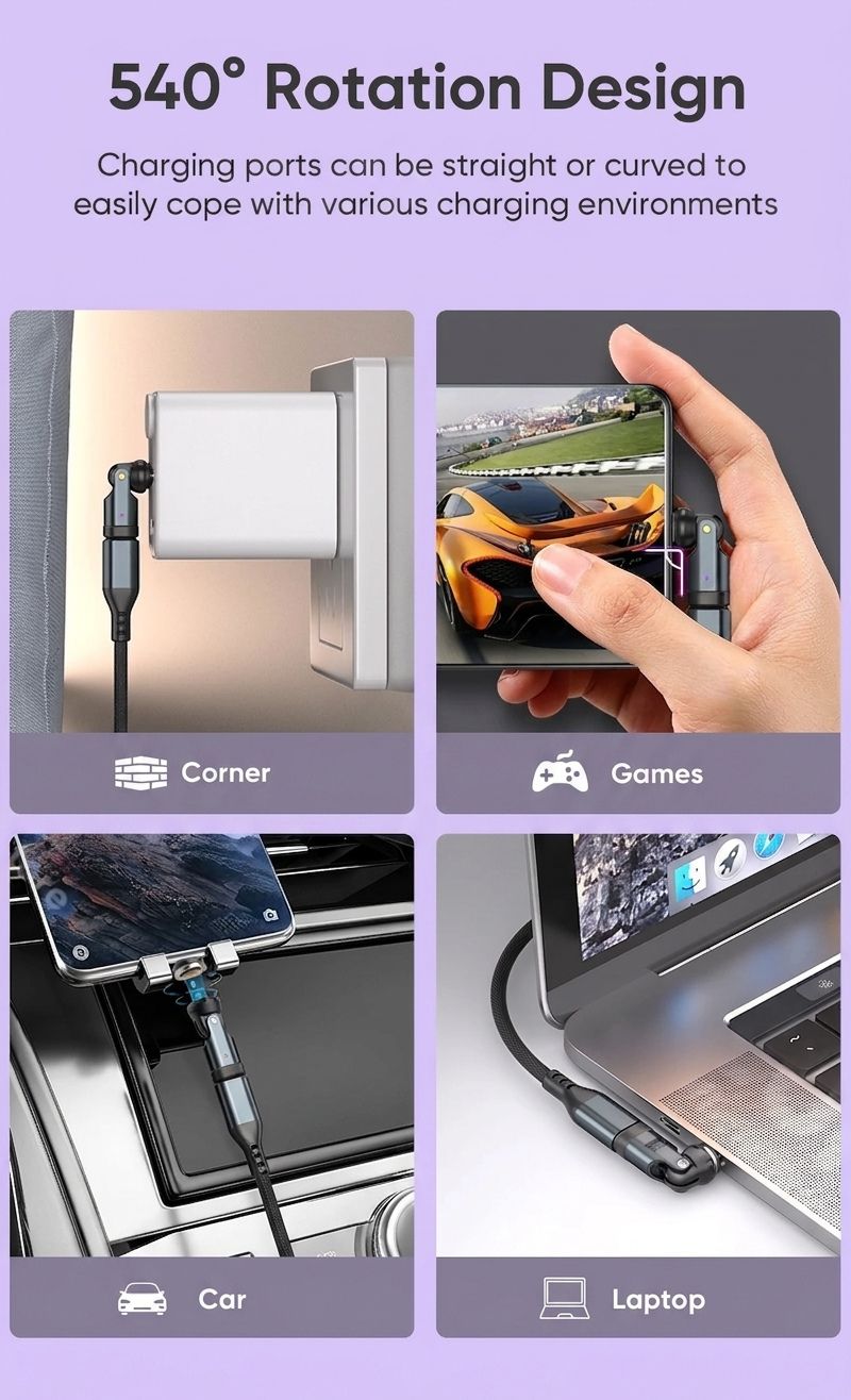 240W USB-C Magnetic Adapter 540° Rotation