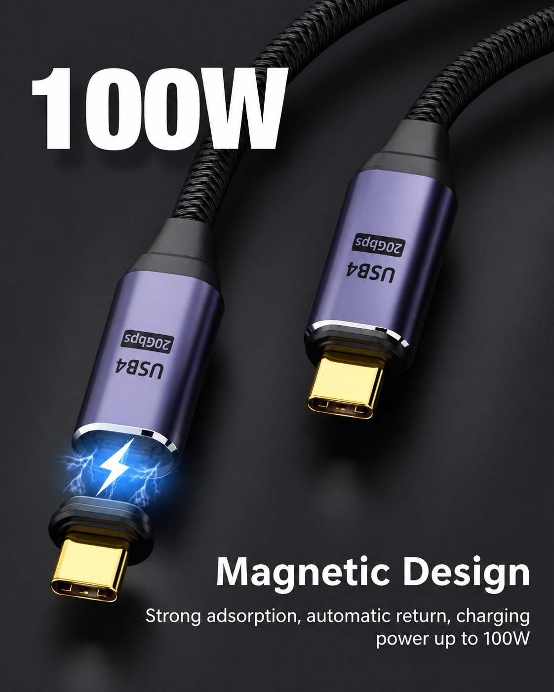 MagLink 100W USB 4 20Gbps Magnetic Charging Cable